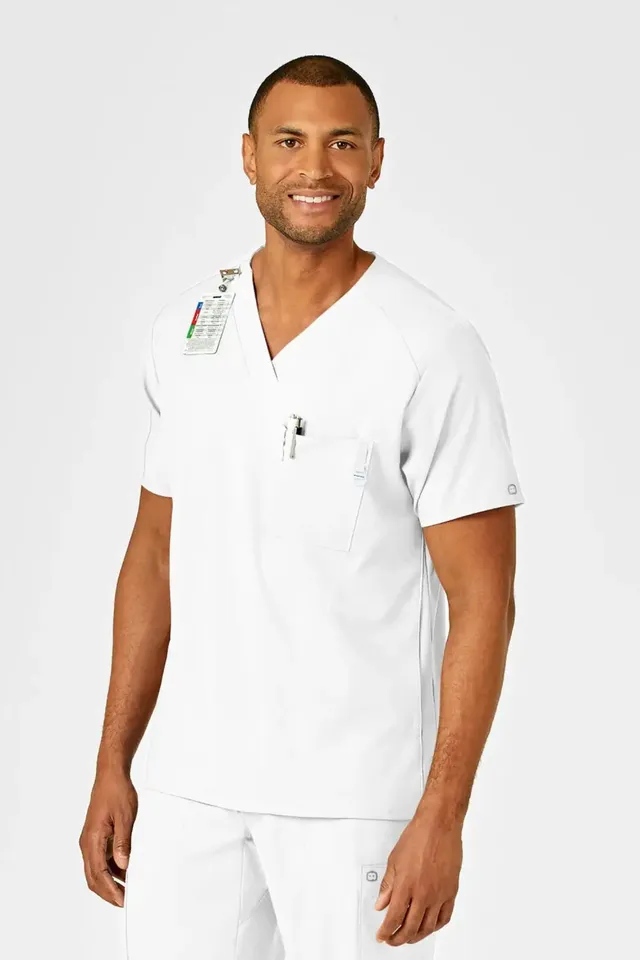 Aelin Noah W123 blouse médicale blanc homme col V