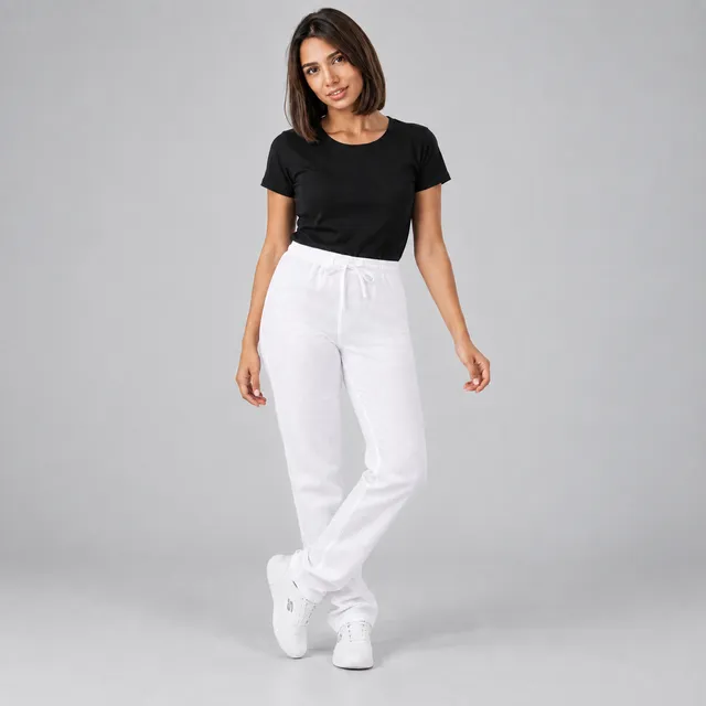 Gary's pantalon lin blanc unisexe cordon taille XS
