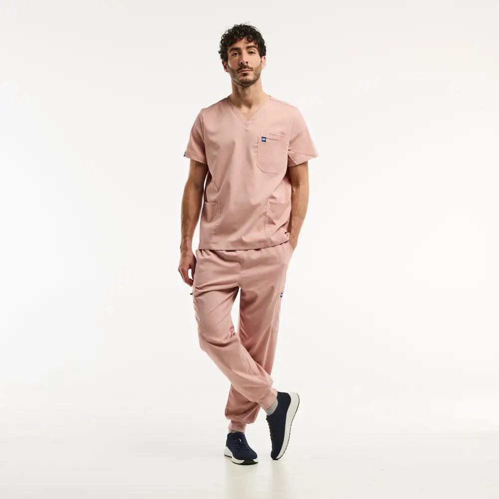 Aelin LUCA Jogger tenue médicale homme rose clair tunique