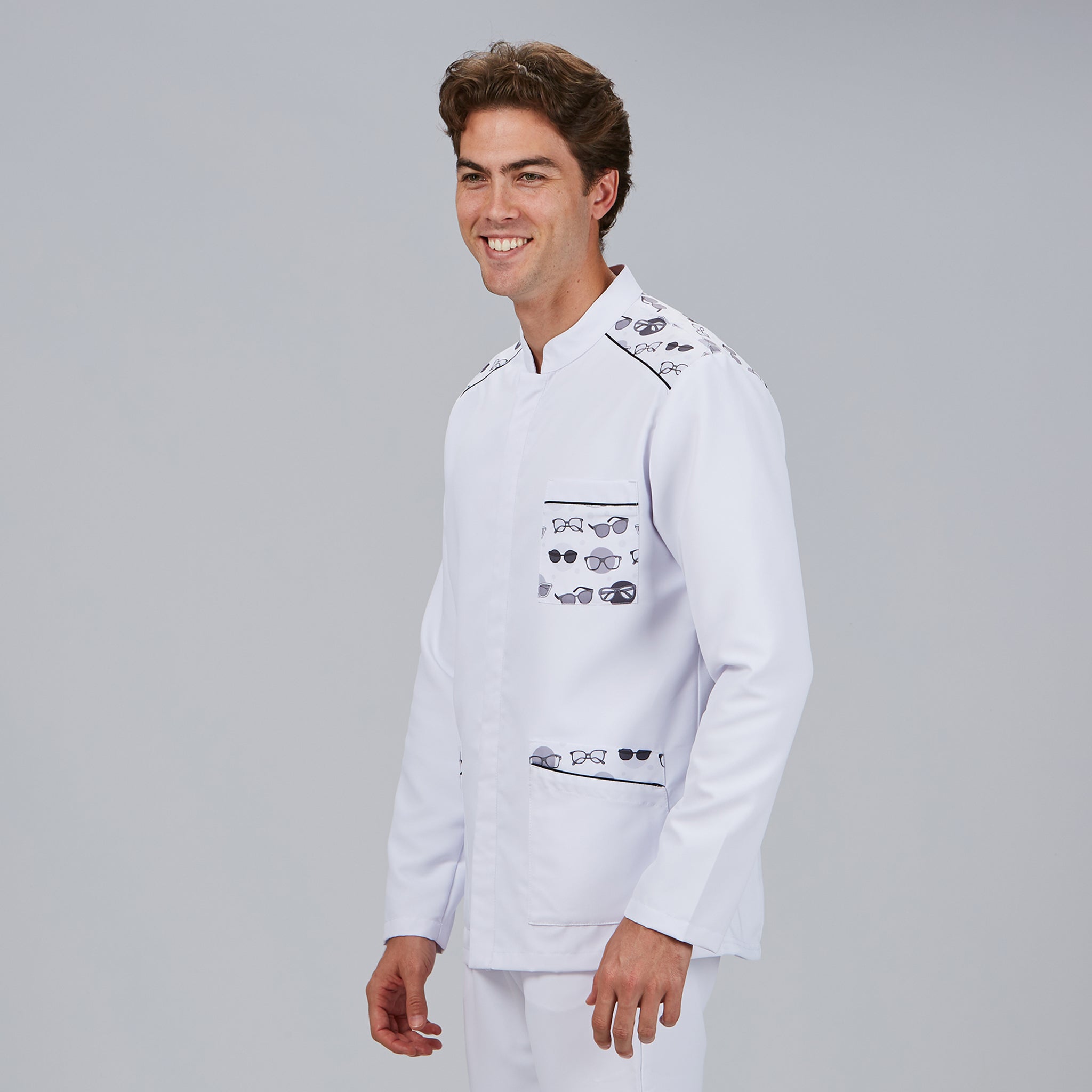 Gary's Jacob Blouse Médicale Blanche Homme Col Mao