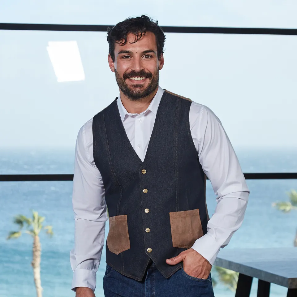 Gary's Fiego Gilet Serveur Homme Denim Marine Stretch