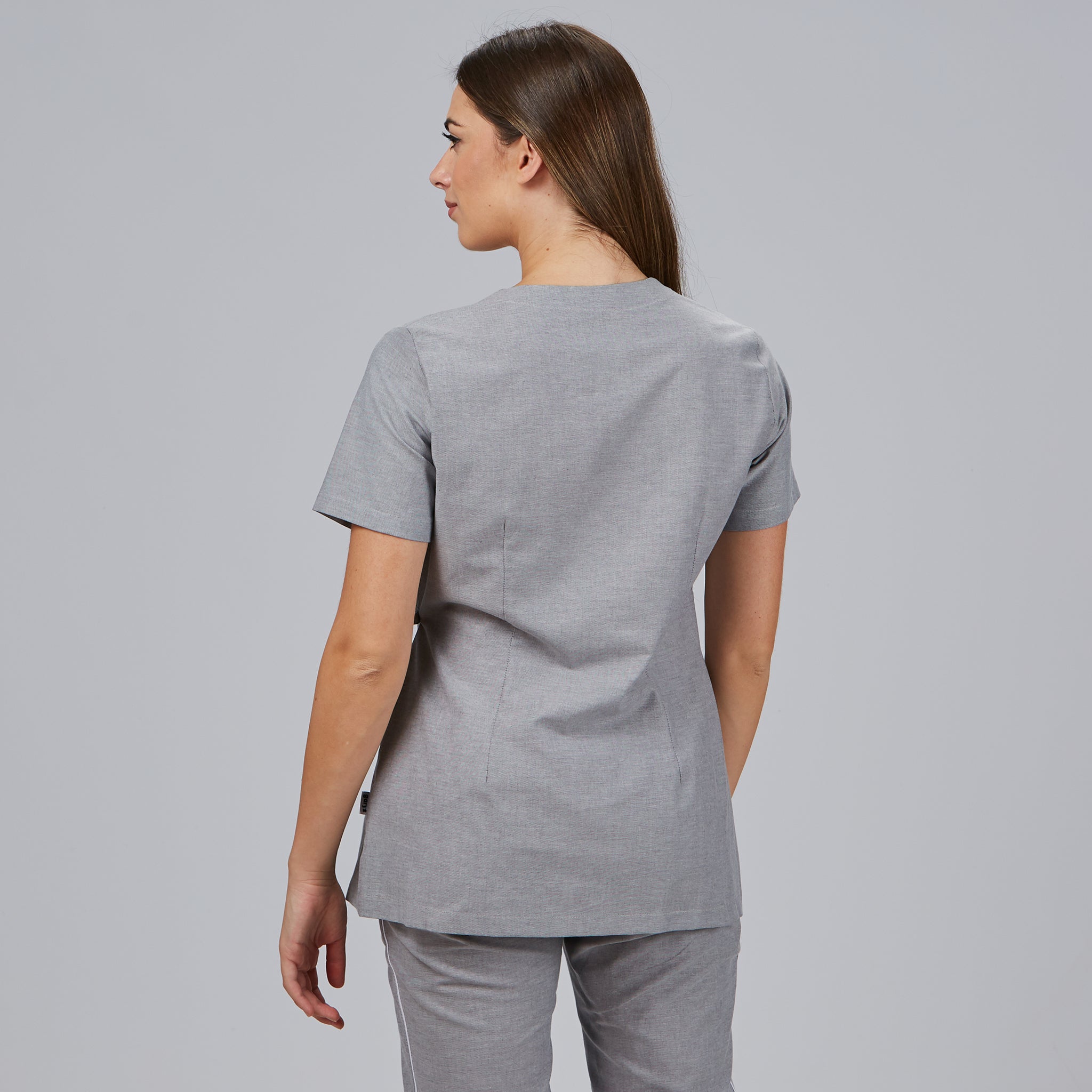 GARY'S Camila blouse médicale femme gris perle col V oxford