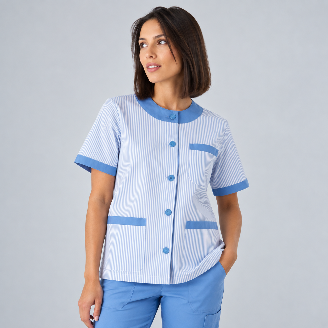 GARY'S Blouses Sanitary blouse vichy rose boutons