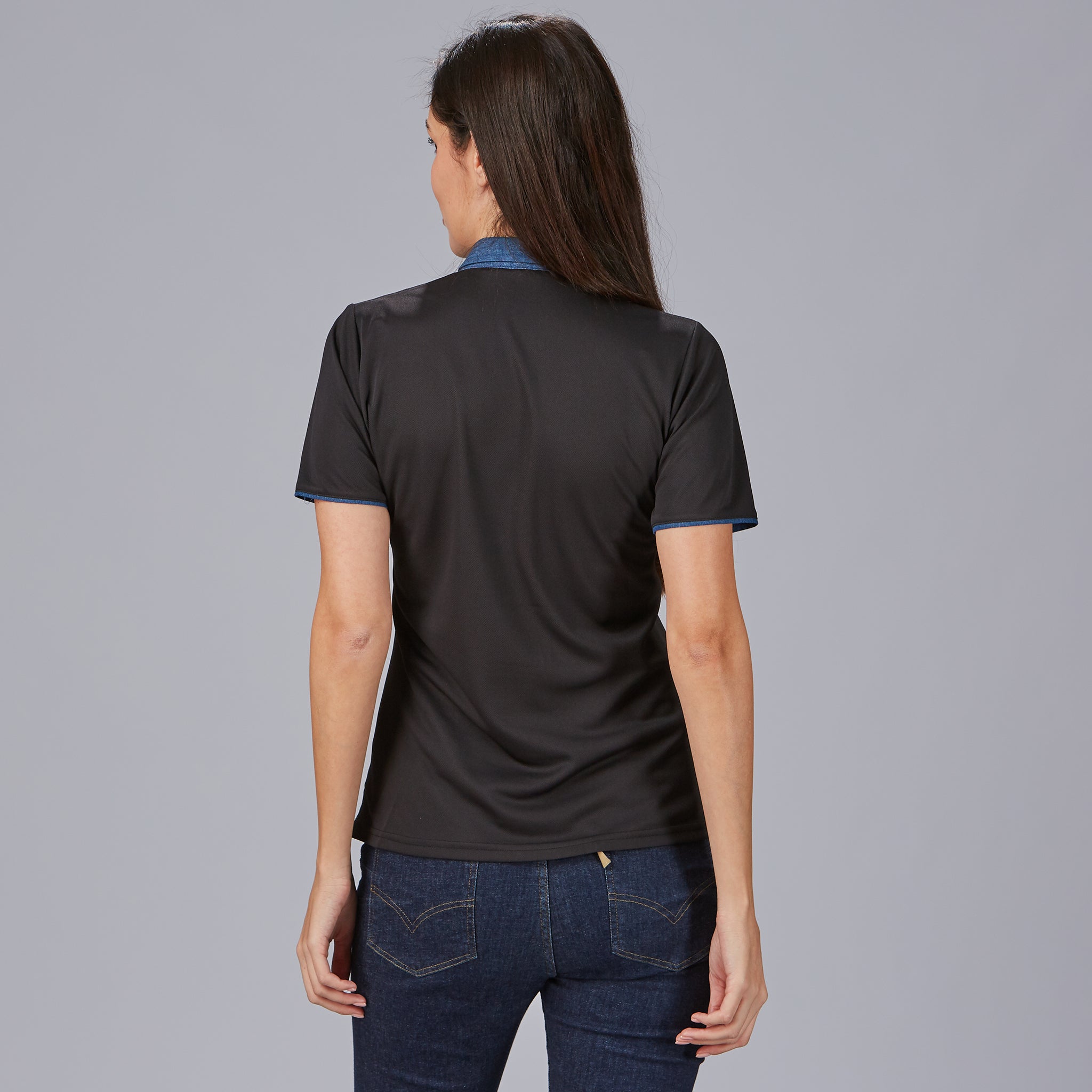 GARY'S Polo Woman Unwashed Denim polo femme noir