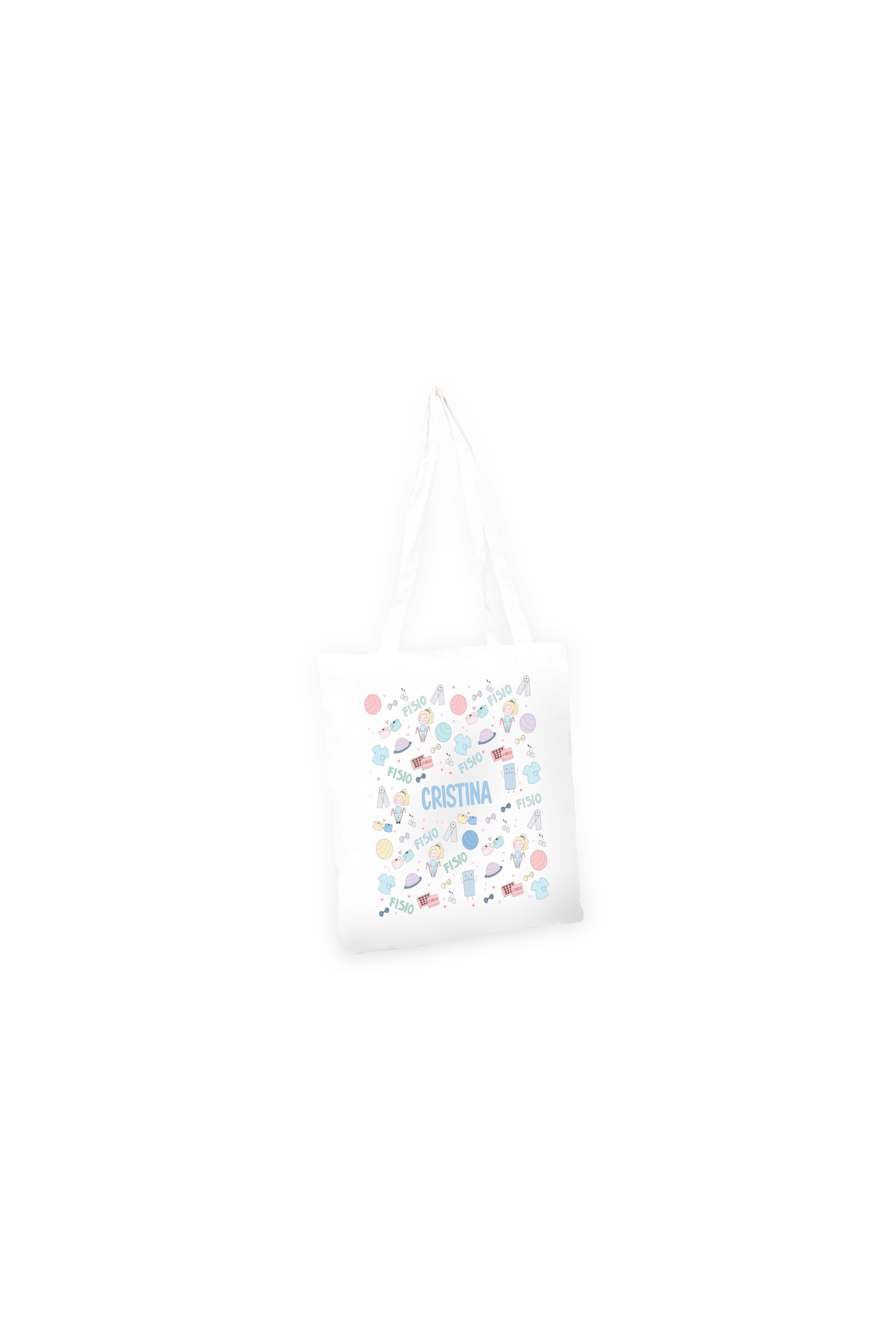 Enfermania Fisio Pastel tote bag blanc coton personnalisable