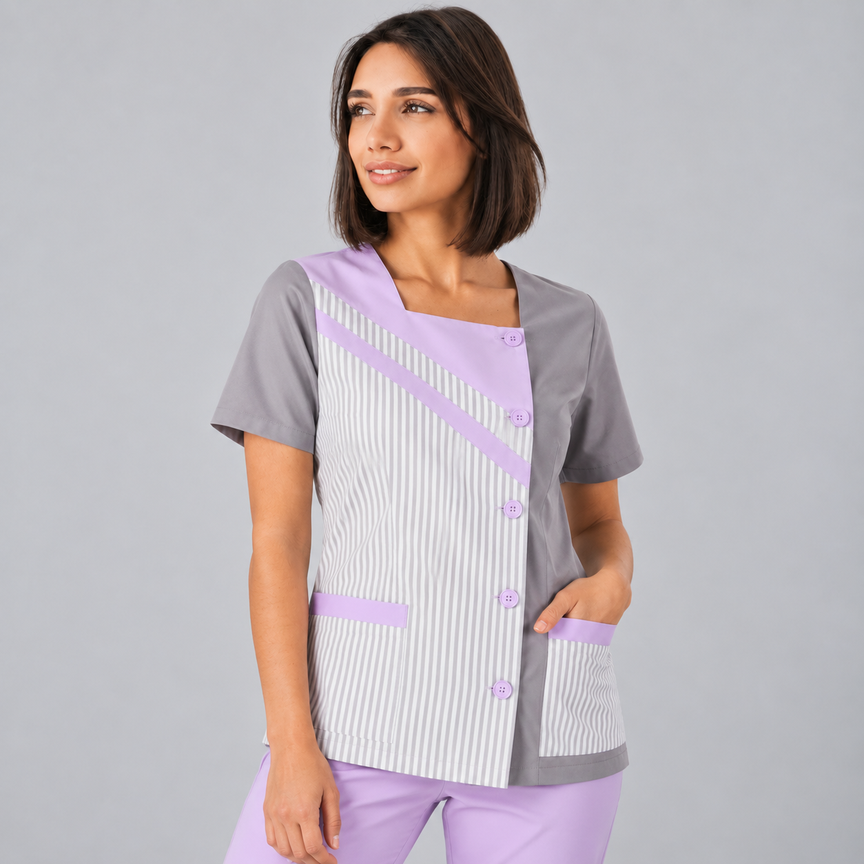 Gary's Noelia blouse travail femme lila manches courtes