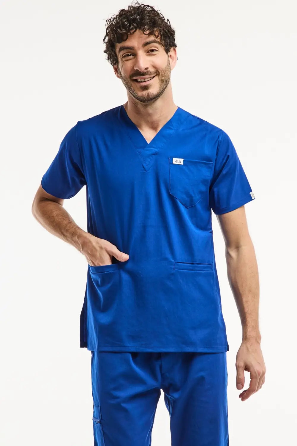 Aelin LUCA Tunique médicale homme bleu royal col V