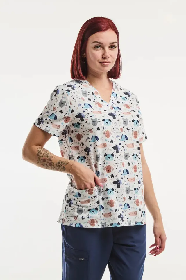 Aelin Paris Tunique Médicale Femme Toutou Love Stretch