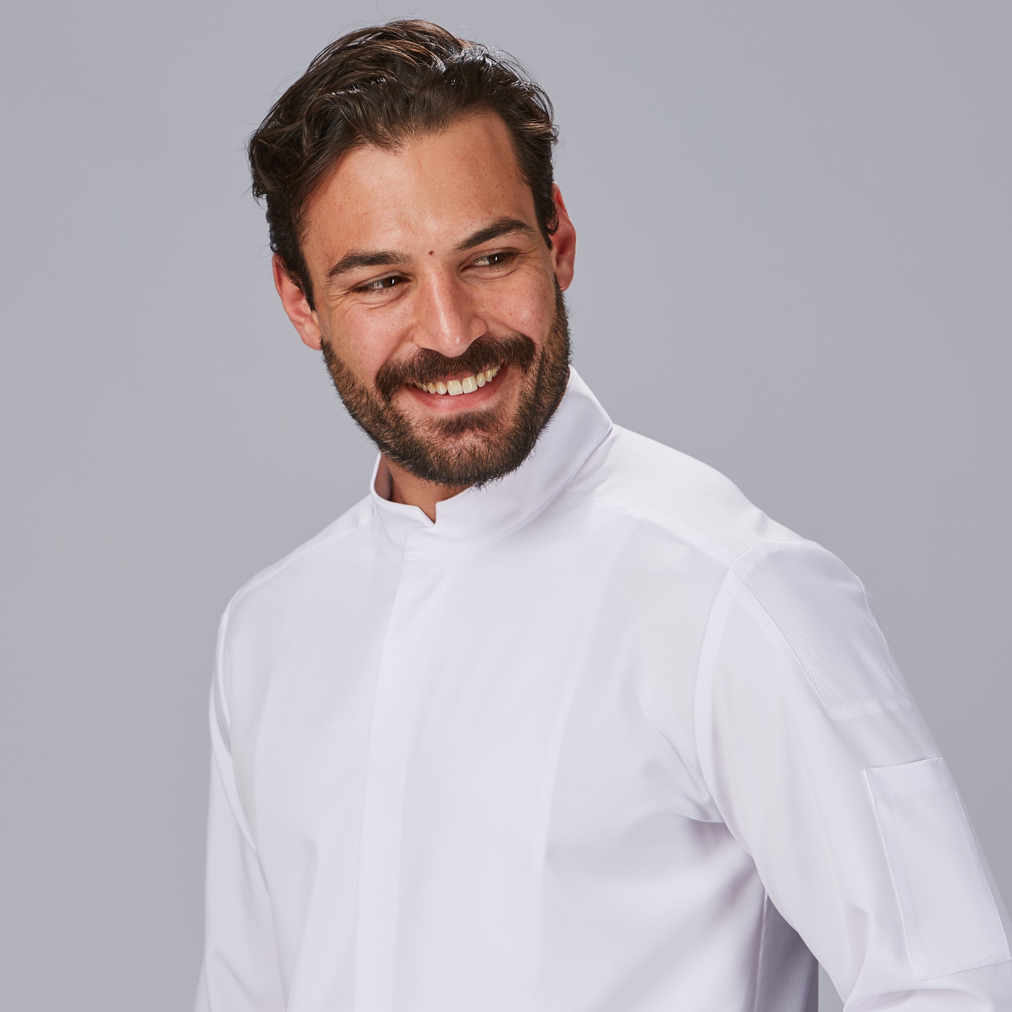 GARY'S Sol veste cuisine unisexe blanche microfibre stretch