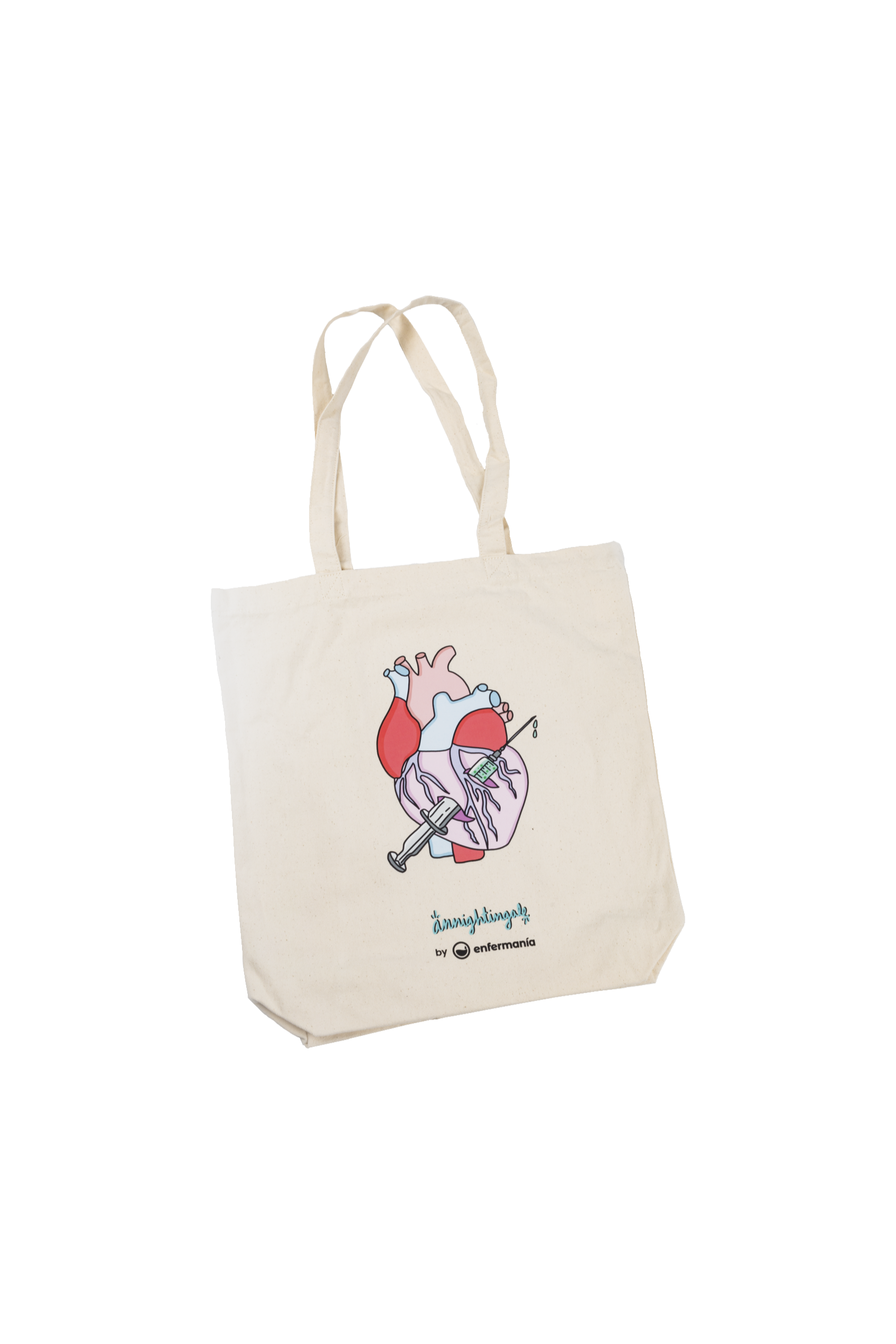 Enfermania Rebelheart tote bag coton bio beige 36x40 cm