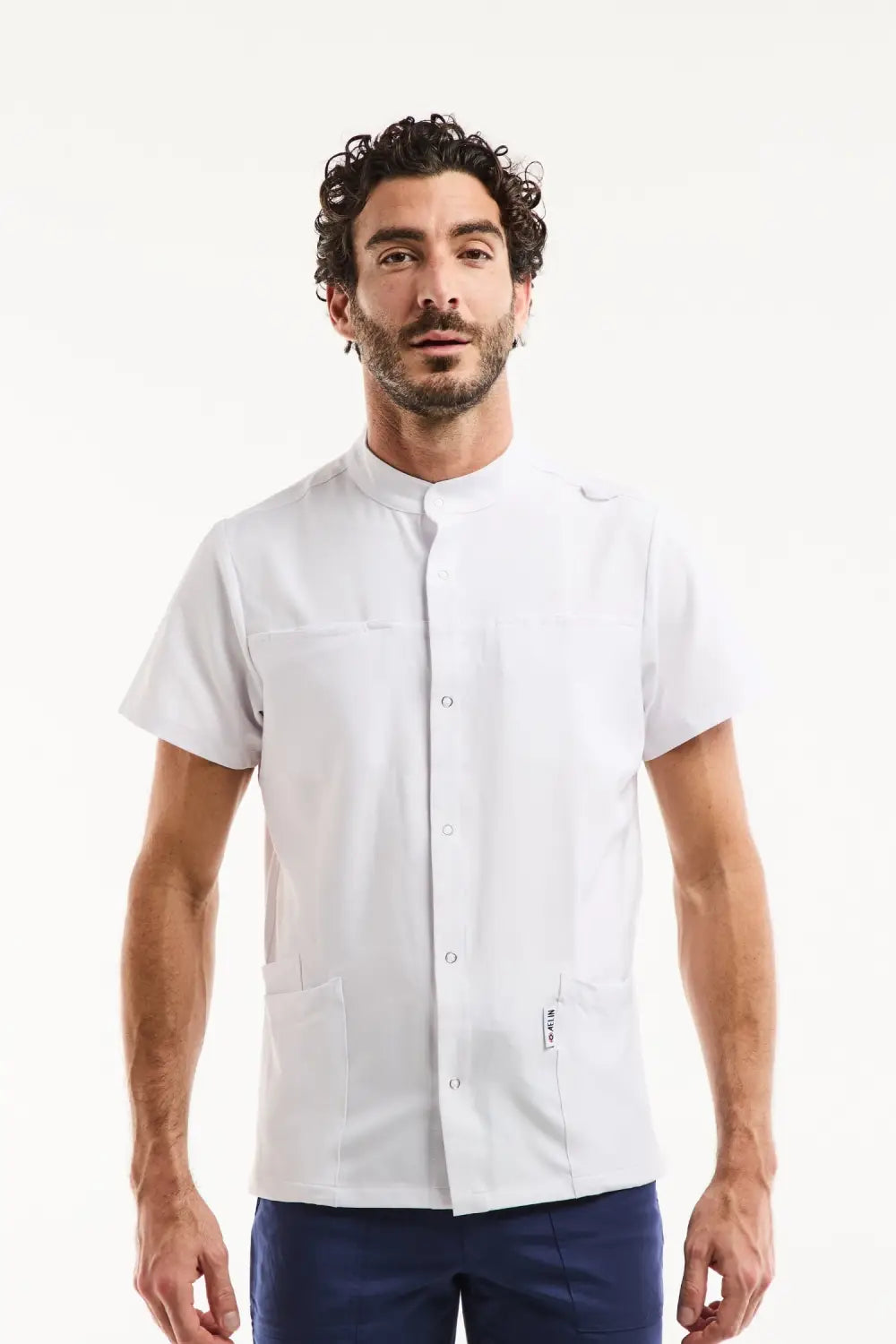 Aelin Noah Blouse médicale homme blanche stretch boutons