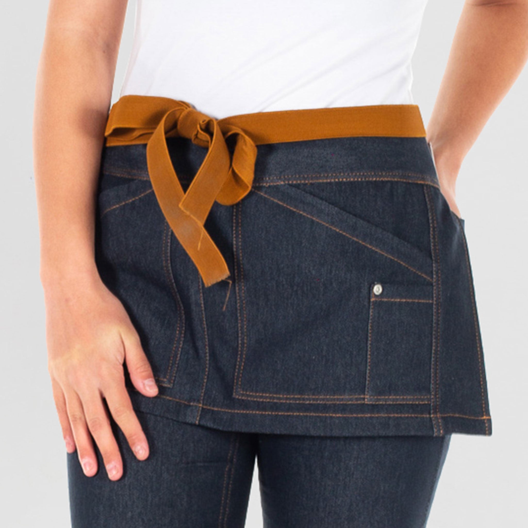 GARY'S Herringbone ceinture tablier 30 mm orange pression