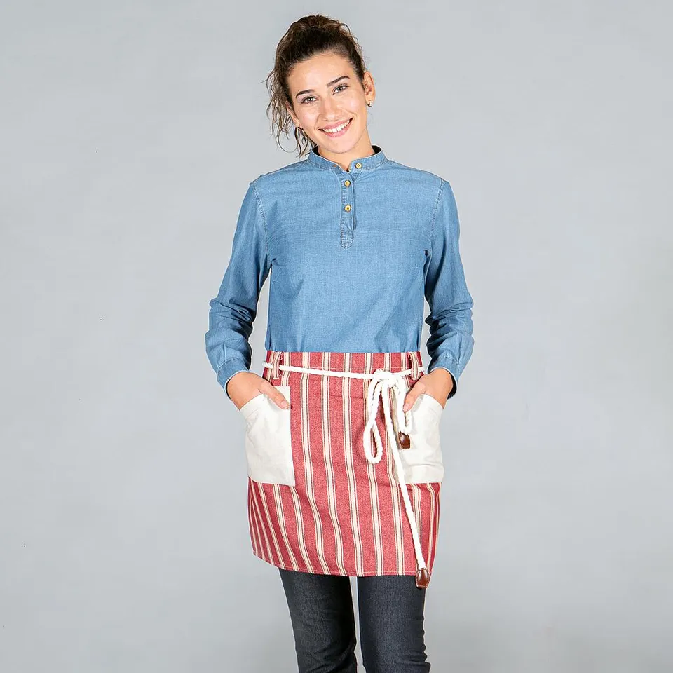 Gary's Aprons tablier bordeaux toile rayée 45x68 cm