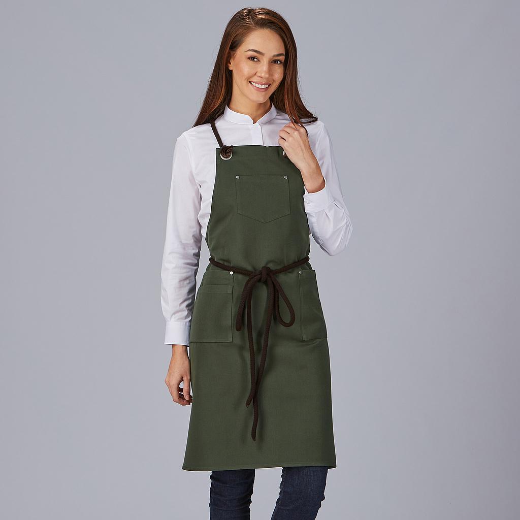 GARY'S Aprons tablier bavette noir 88x74 cordon tressé 5 poches