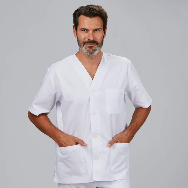 GARY'S blouse médicale col V boutons blanche