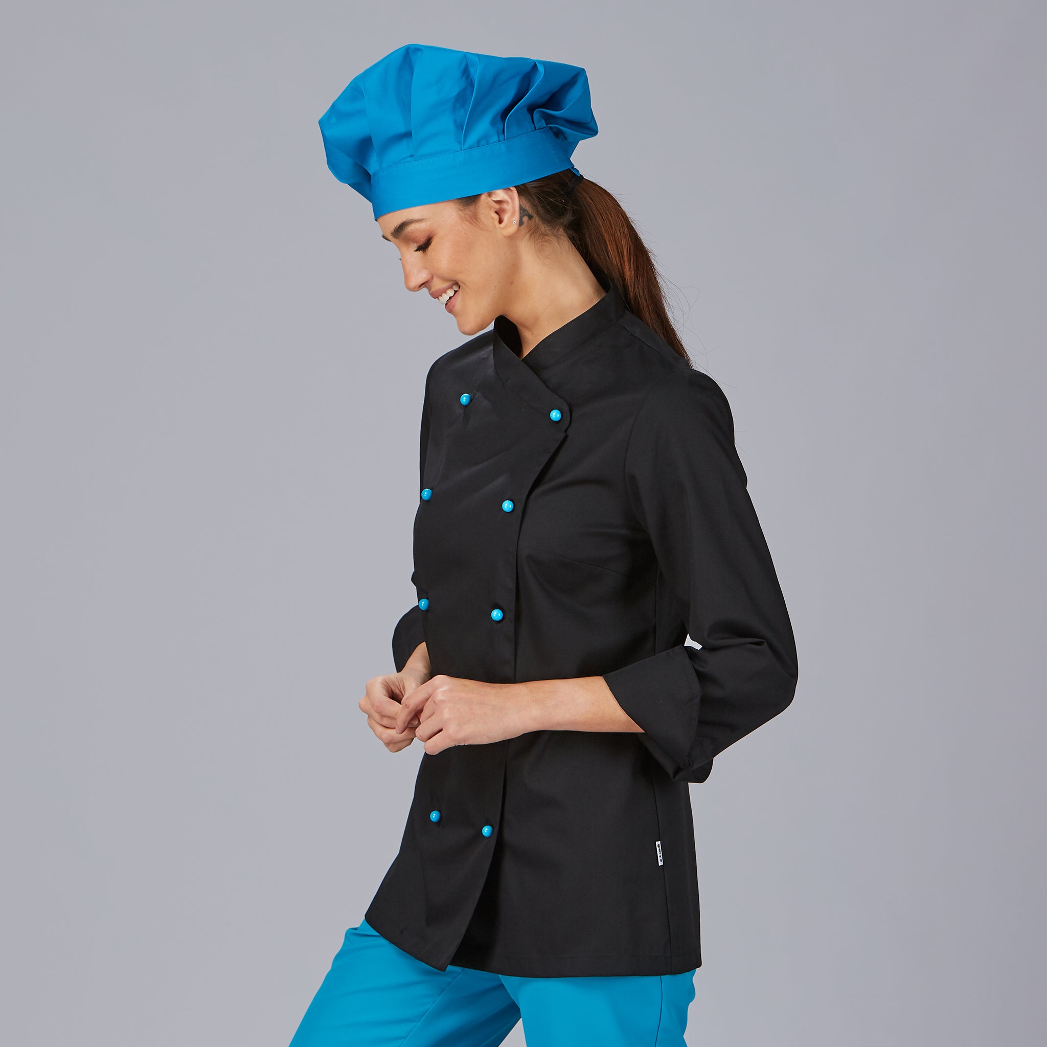 GARY'S Niza veste cuisine femme croisée noire manches longues