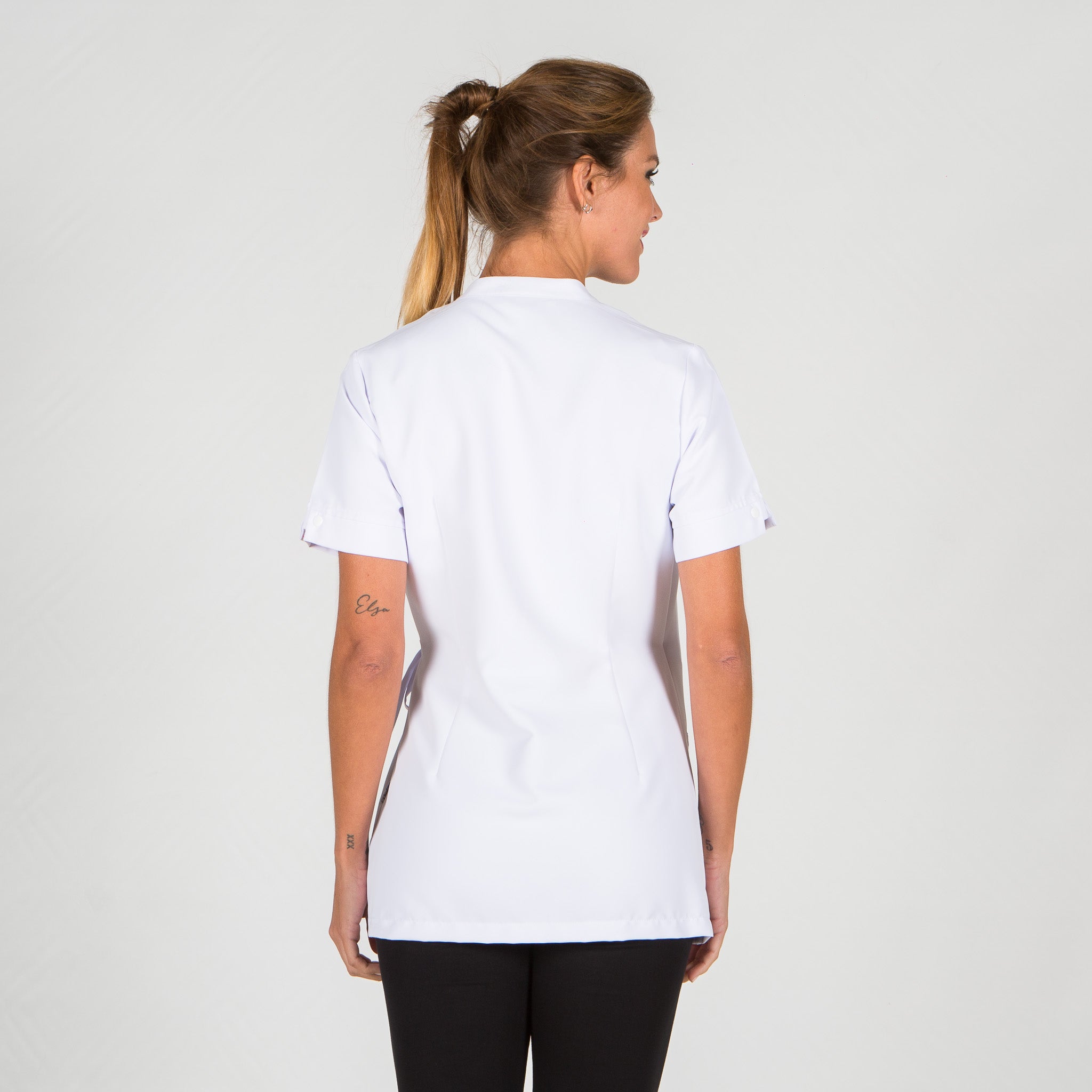 GARY'S Añil blouse esthétique femme blanche manches courtes