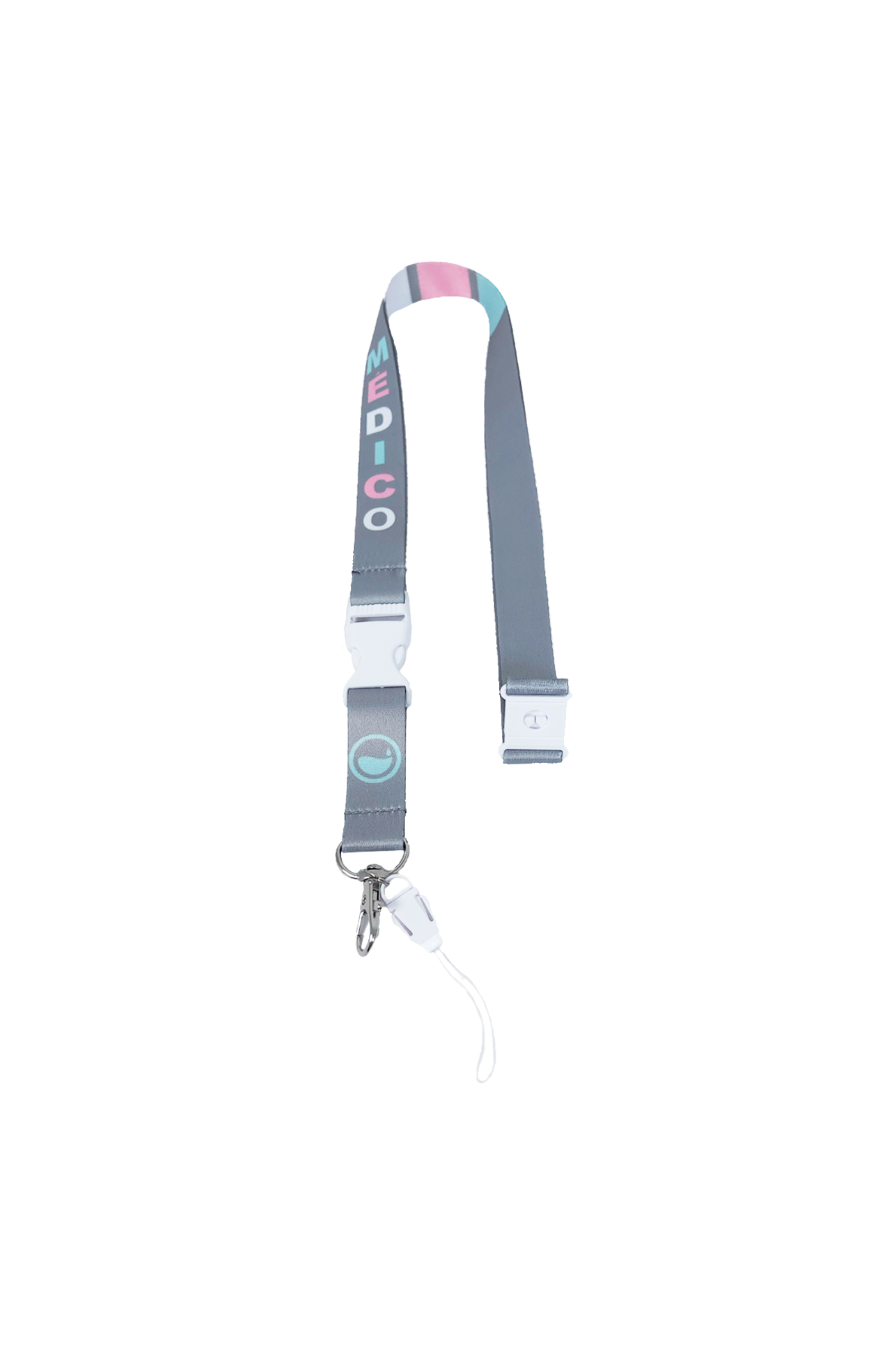Enfermania Eighties lanyard tour de cou médical Gris + mousqueton
