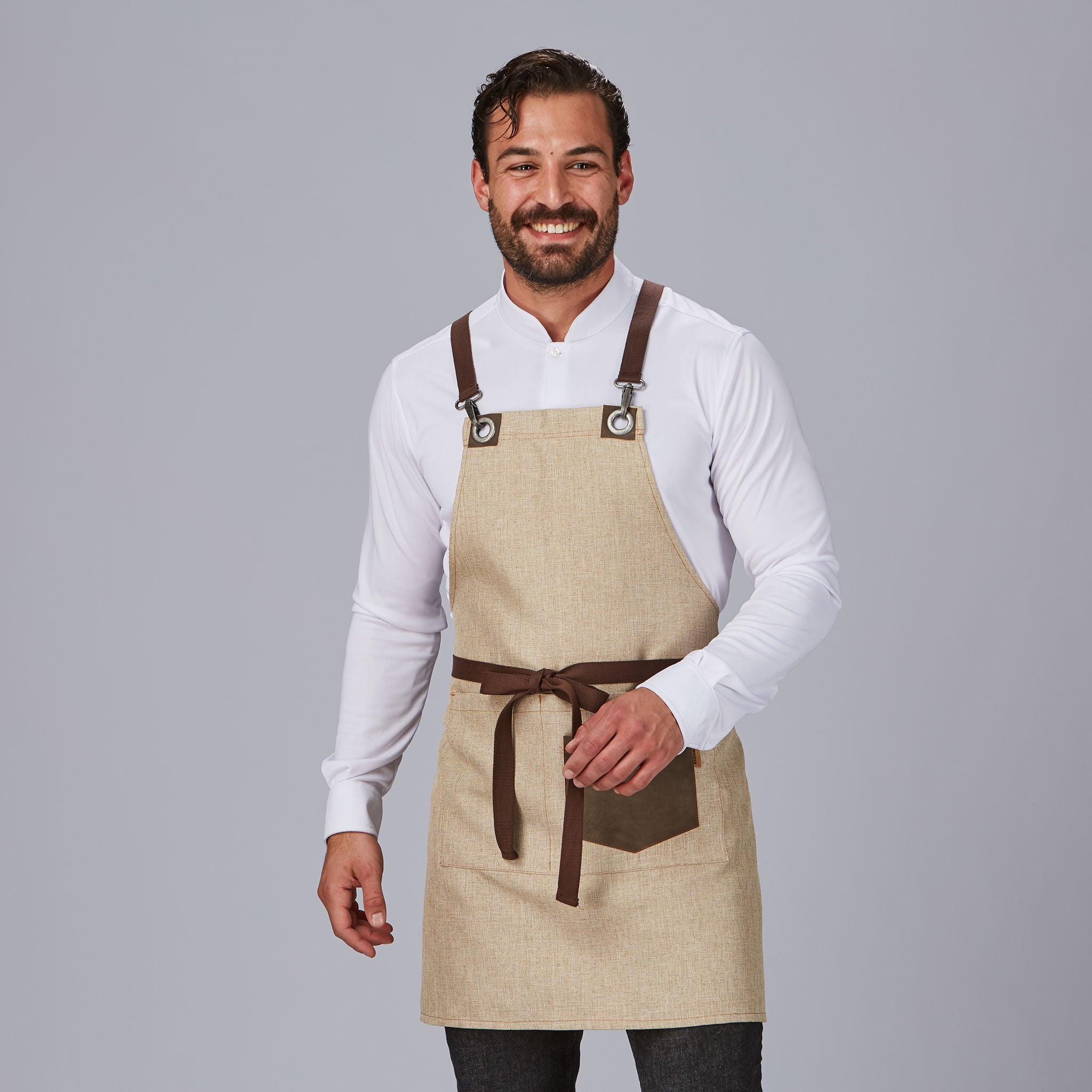 GARY'S Aprons Gobi tablier bavette beige 74x80 cm 3 poches