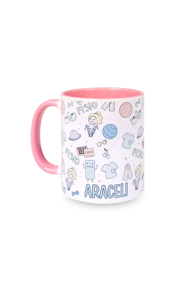 Enfermania Regalos Fisio Pastel tasse rose personnalisable 350 ml