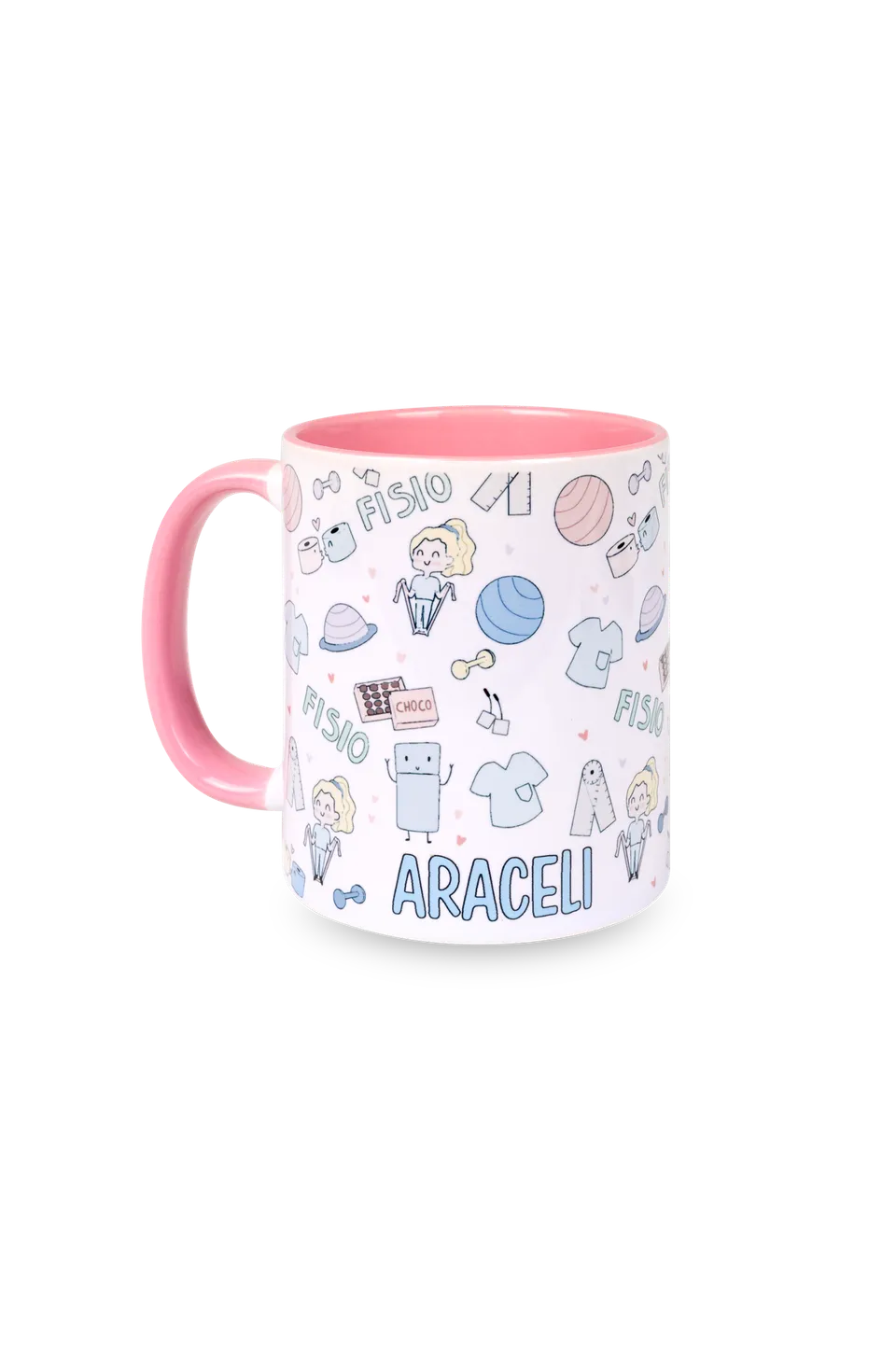Enfermania Regalos Fisio Pastel tasse rose personnalisable 350 ml