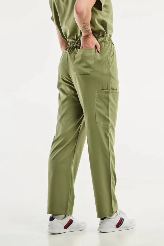 Aelin EMMA pantalon médical femme vert olive stretch