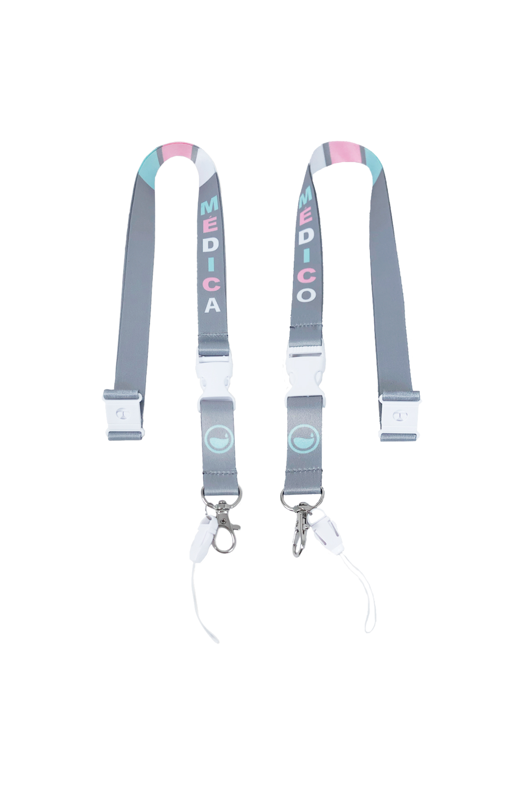 Enfermania Eighties lanyard tour de cou médical Gris + mousqueton