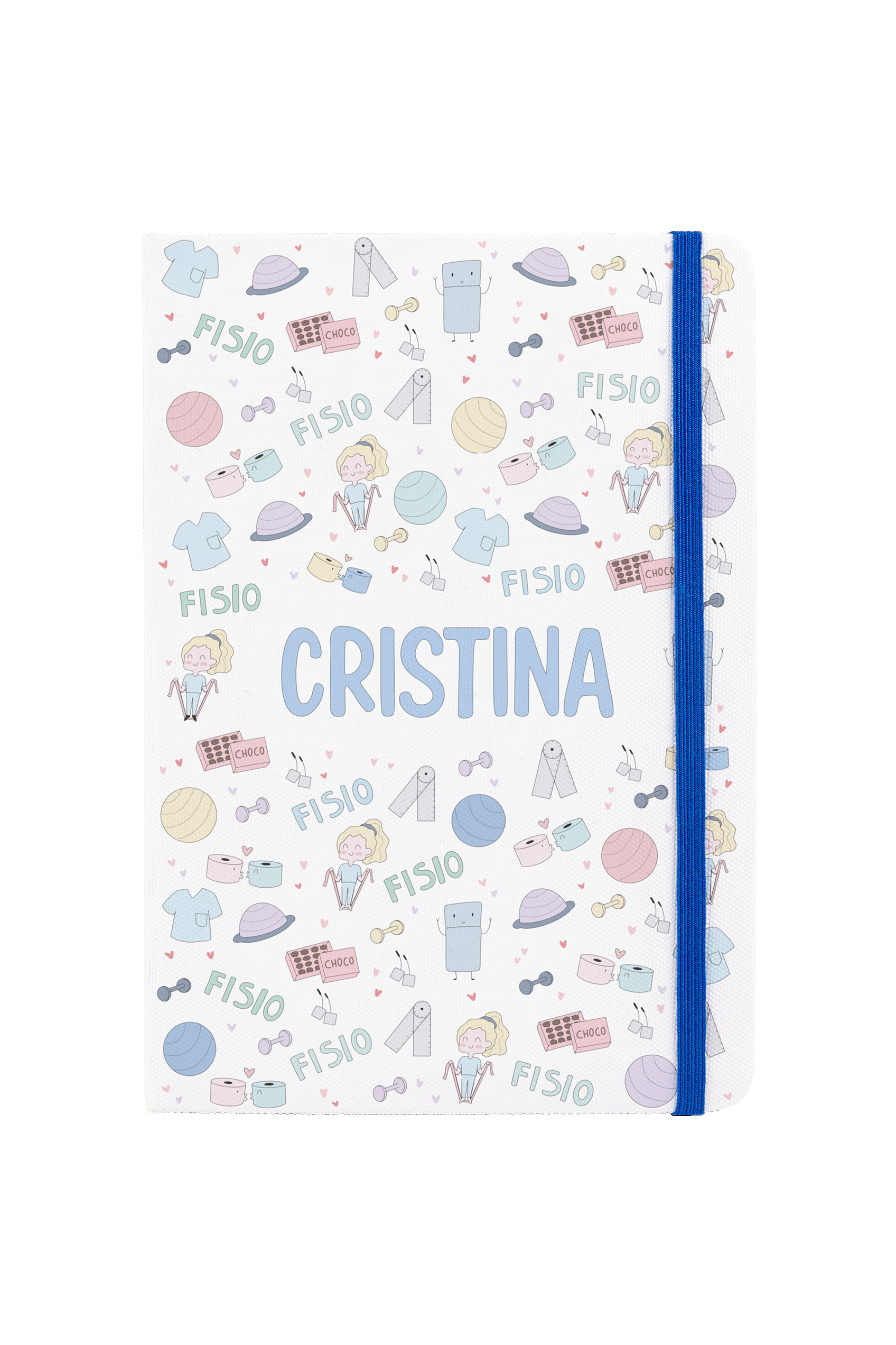 Enfermania Fisio Pastel carnet A5 ligné élastique bleu