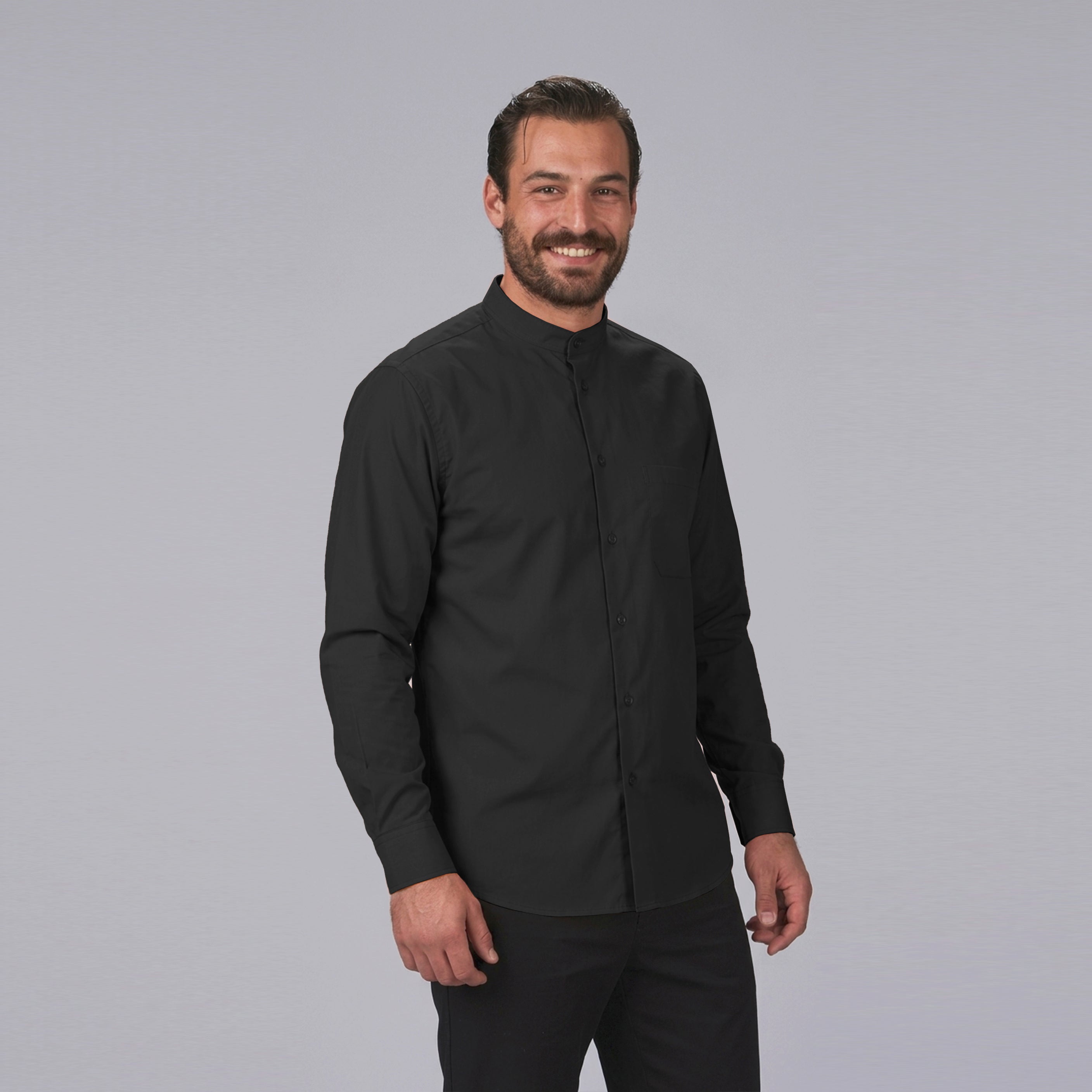 Gary's Mao chemise homme noire manches longues