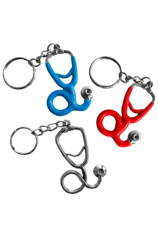 Enfermania Regalos porte-clés stéthoscope métal argent
