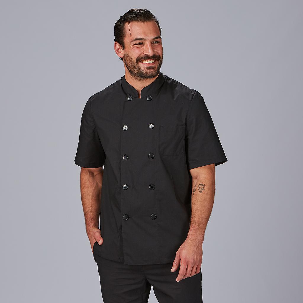 GARY'S veste cuisine unisexe noire manches courtes popeline
