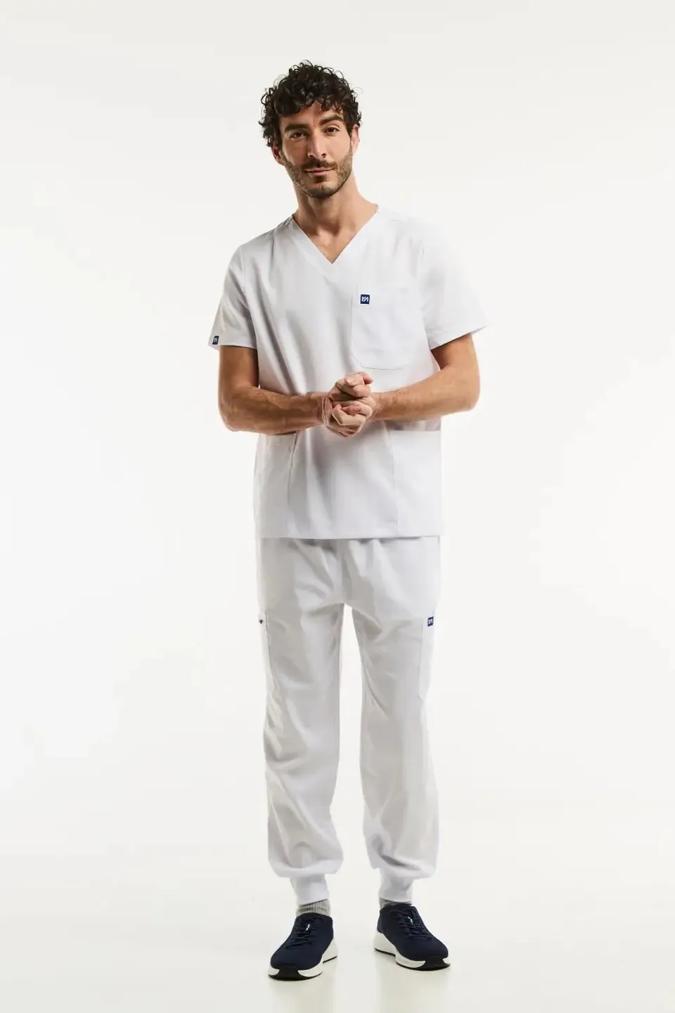 Aelin LUCA Jogger Tenue Médicale Homme Blanc Stretch