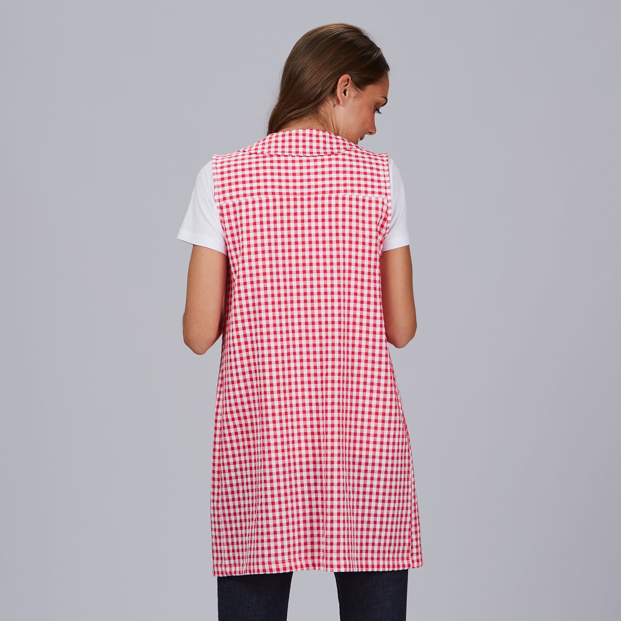 GARY'S blouse tablier vichy céleste sans manches M