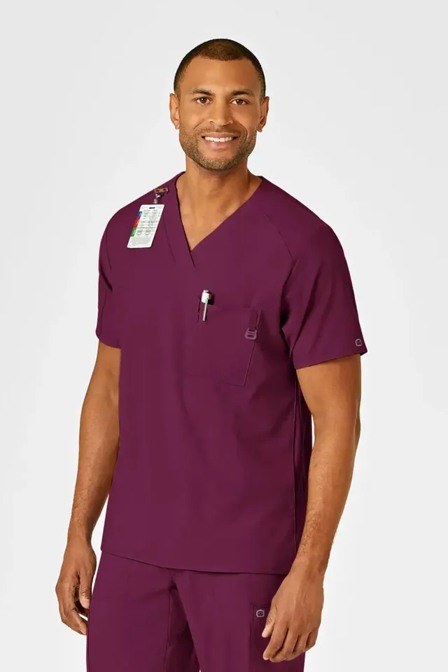 Aelin Noah W123 blouse médicale homme bordeaux col V