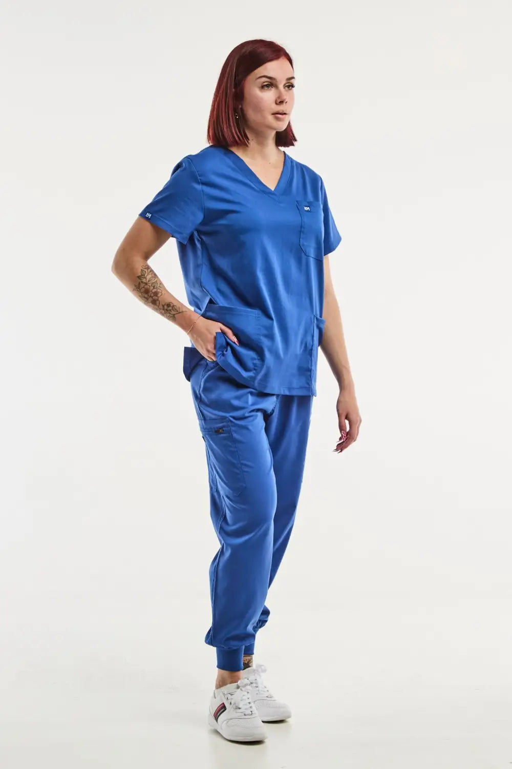 Aelin EMMA Jogger tenue médicale femme bleu roi col V