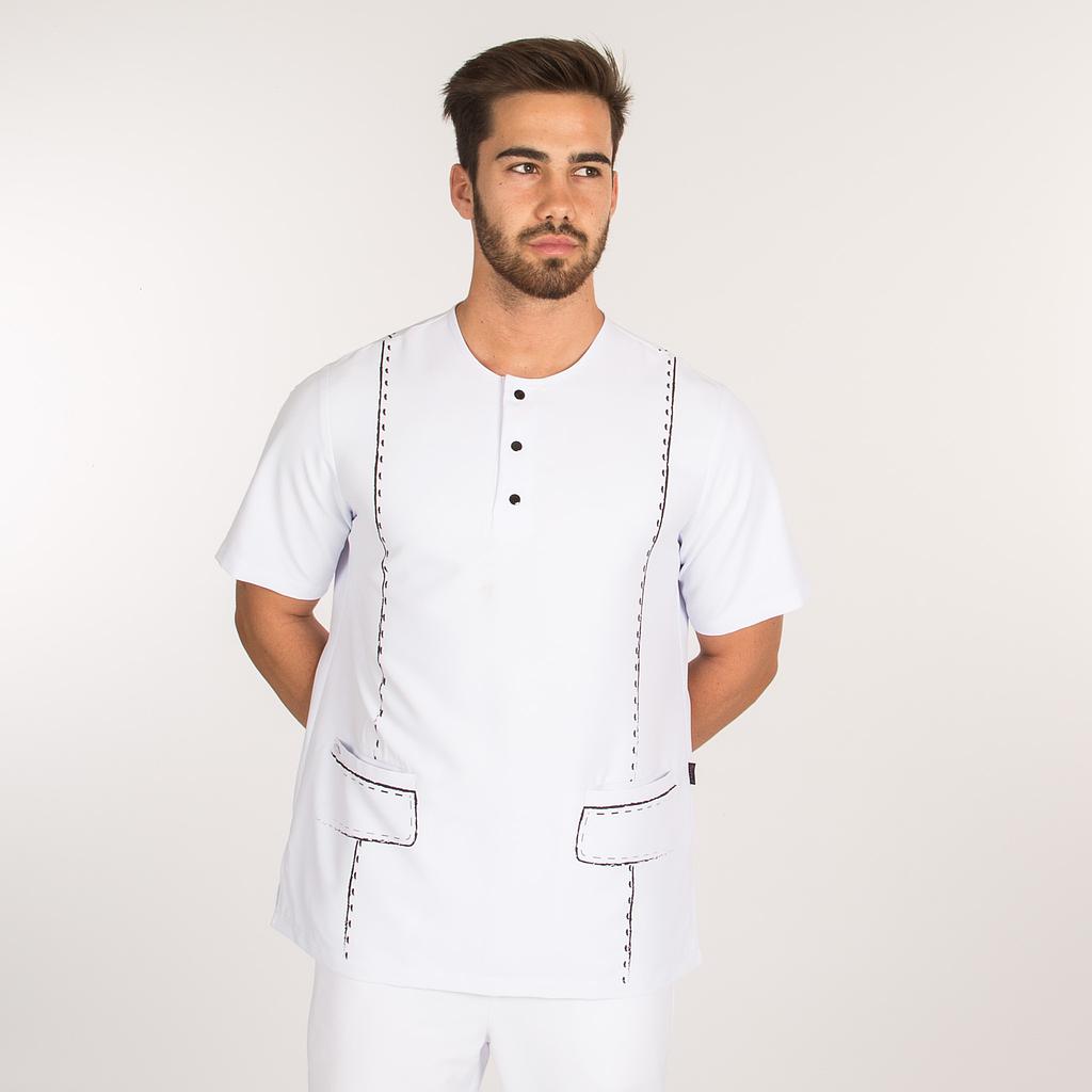 GARY'S Mikonos veste coiffeur blanche microfibre homme