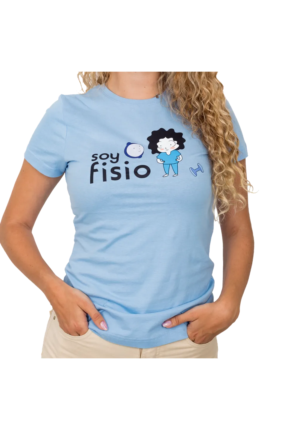 Enfermania Ropa T-shirt femme coton bleu clair M