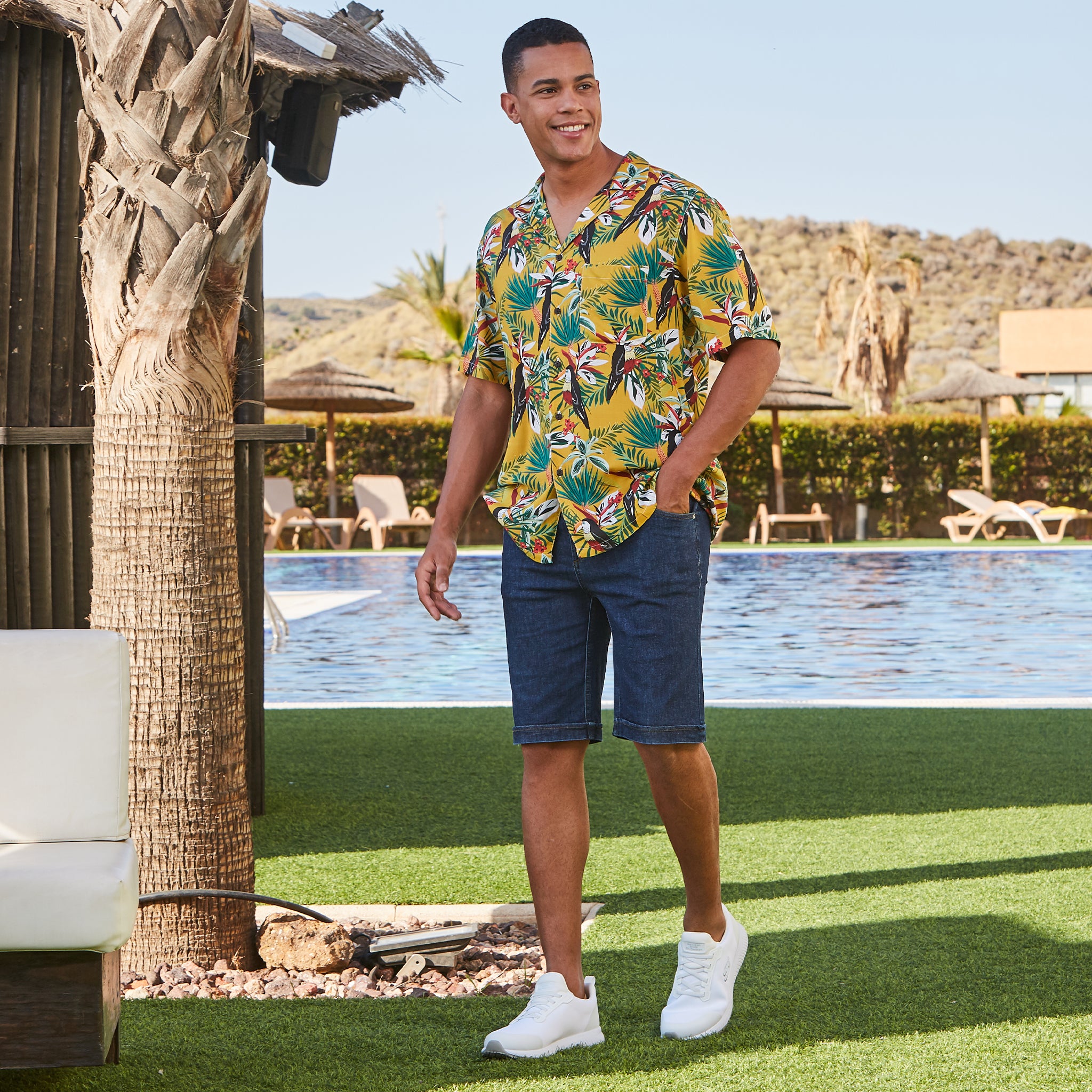 Gary's Casdy bermuda denim stretch marine homme