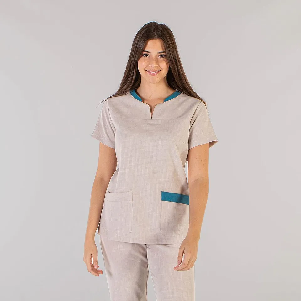 GARY'S Mirta blouse médicale femme beige col V