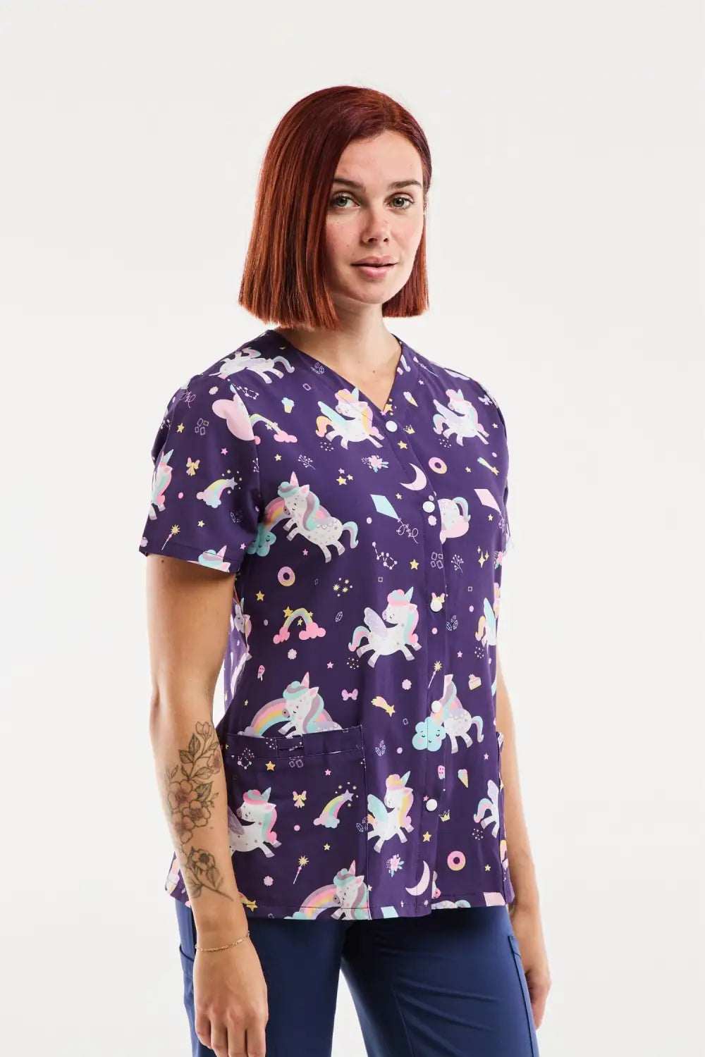 Aelin Serena Tunique Stretch Motifs Magiques Violet Femme