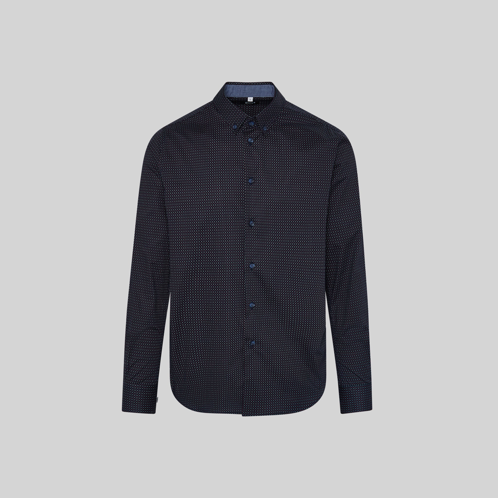 Gary's Nino Chemise Slim Fit Marine Pois Manches Longues