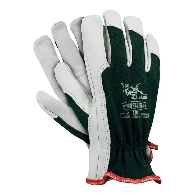 Reis cuir chèvre gants travail vert/blanc T10 lot 12