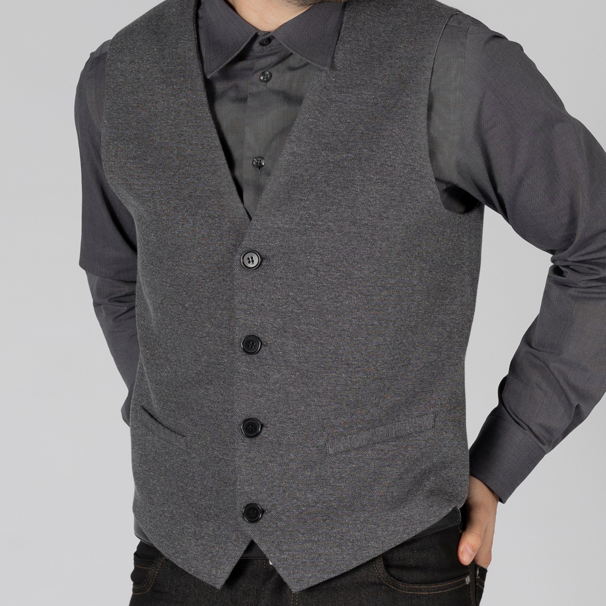 GARY'S Gilet Homme Gris Marengo Laine