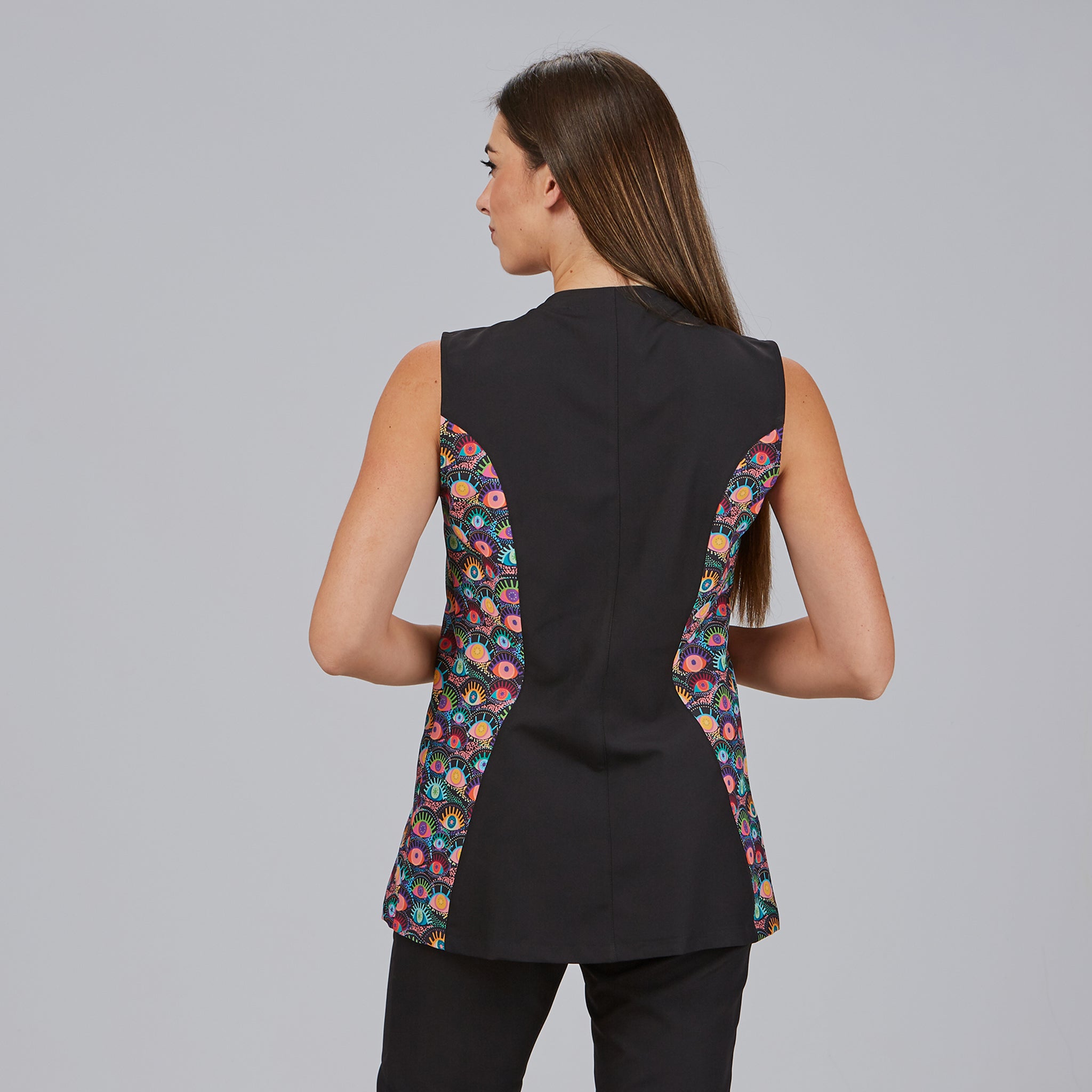 GARY'S Naia Blouse médicale noire sans manches zip