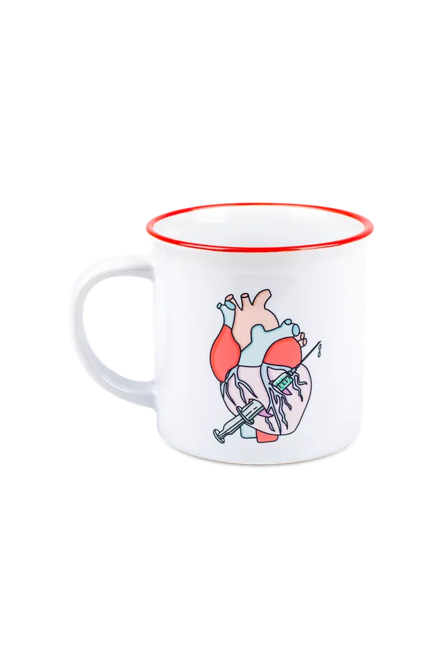 Enfermania Rebelheart mug céramique rouge vintage 300 ml