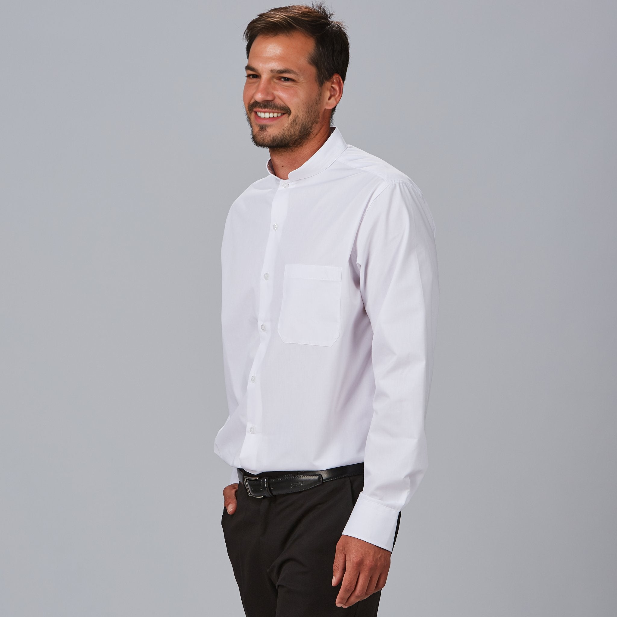 Gary's Shirts chemise homme col mao noire manches longues
