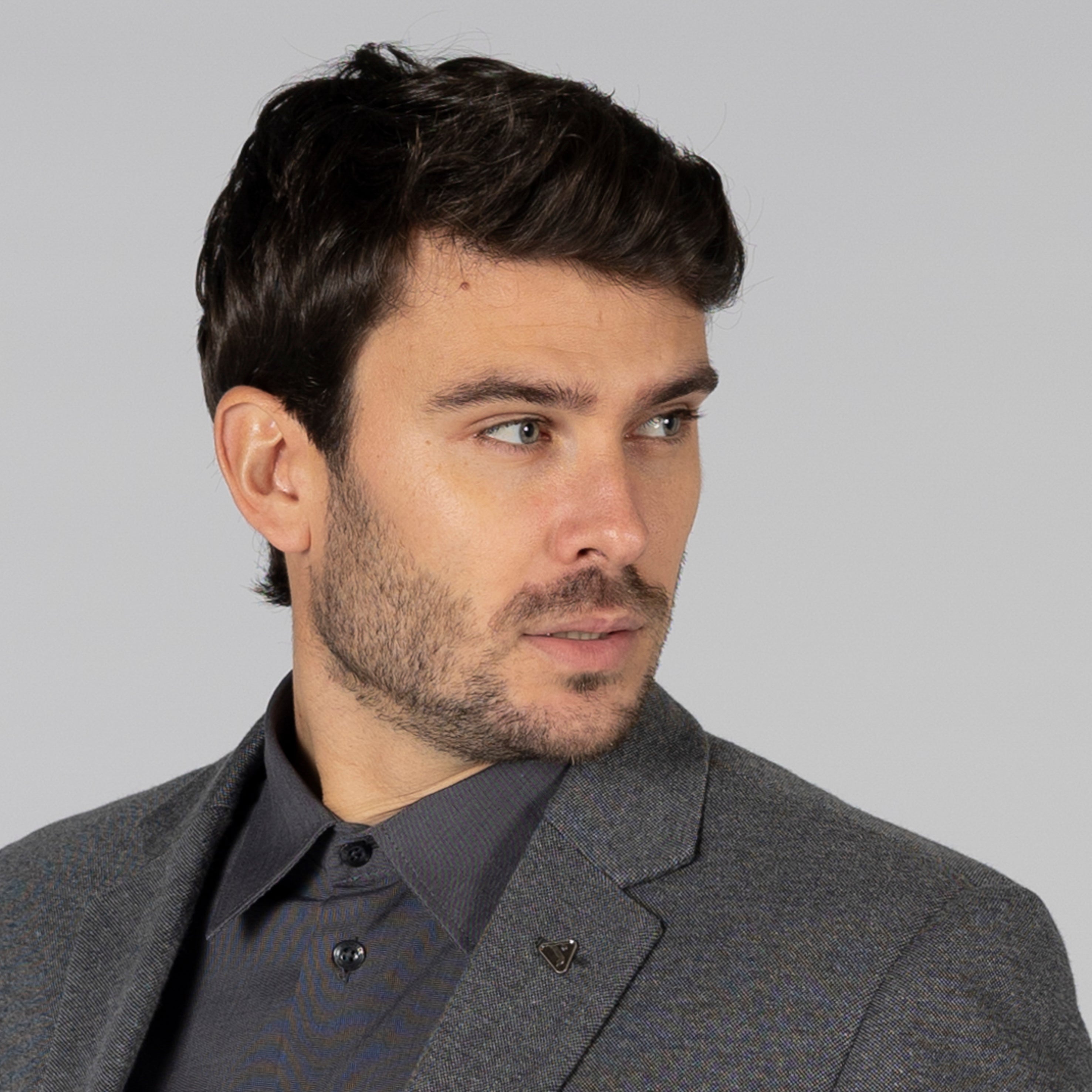Gary's Blazer homme 2 boutons slim gris marengo laine