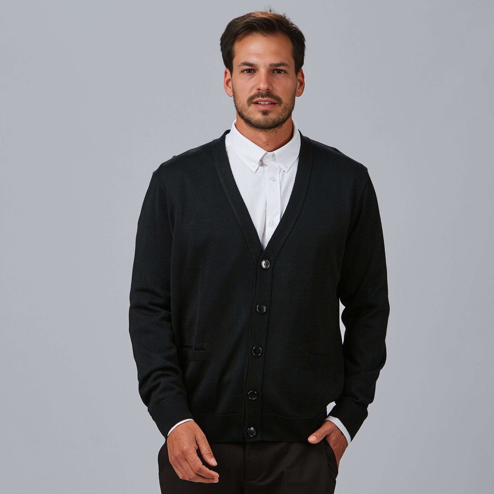 Gary's Knit gilet cardigan homme noir col V taille M