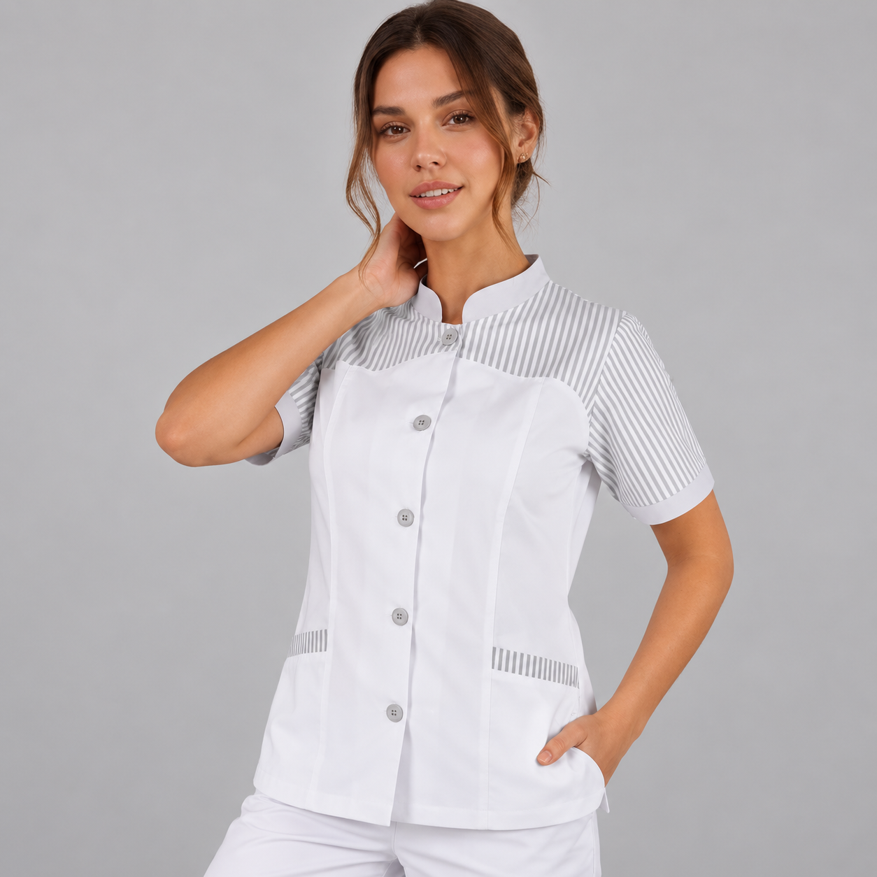 GARY'S Elsa tunique médicale femme vichy marine sergé coton
