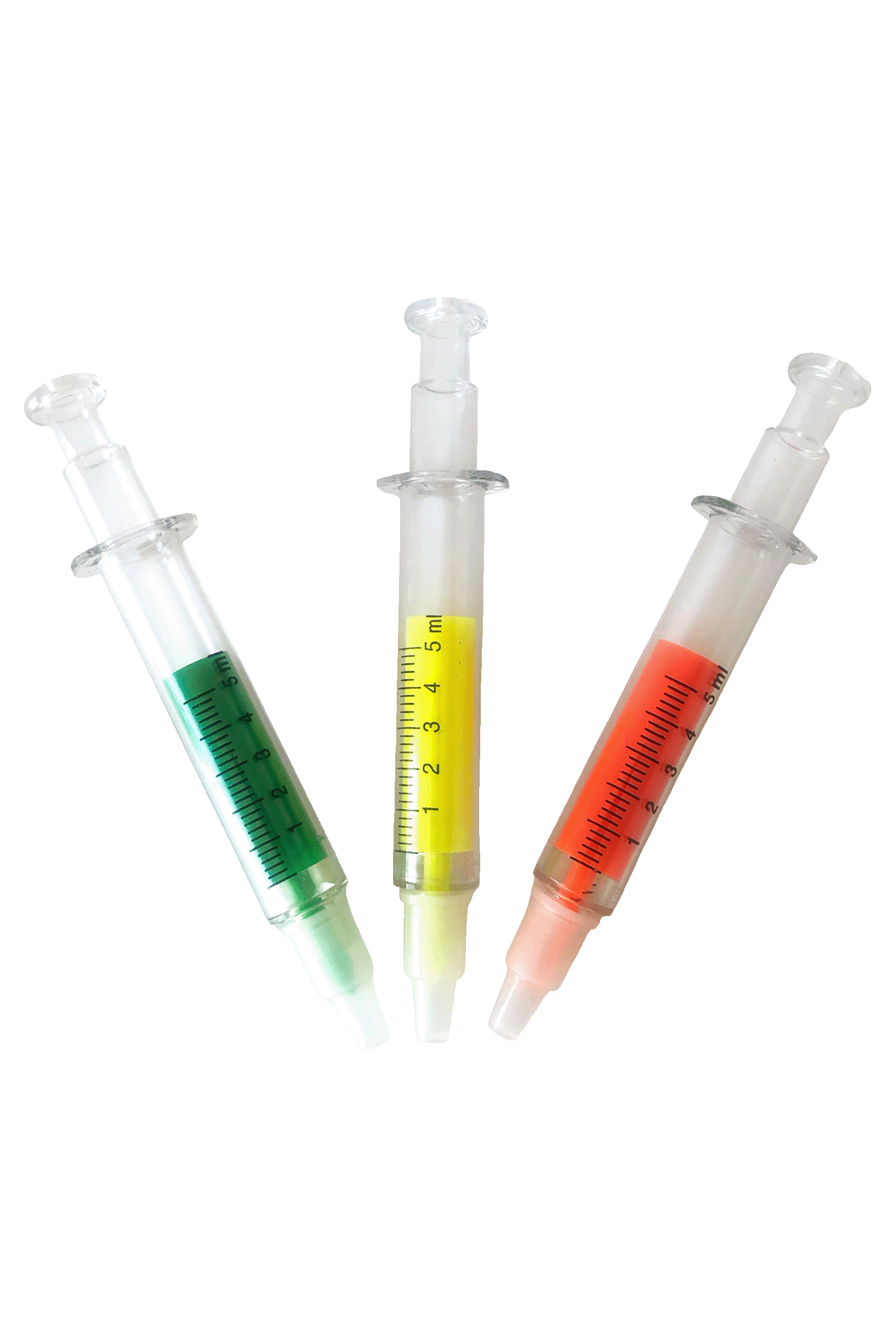Enfermania surligneur seringue fluo gros jaune pointe biseautée